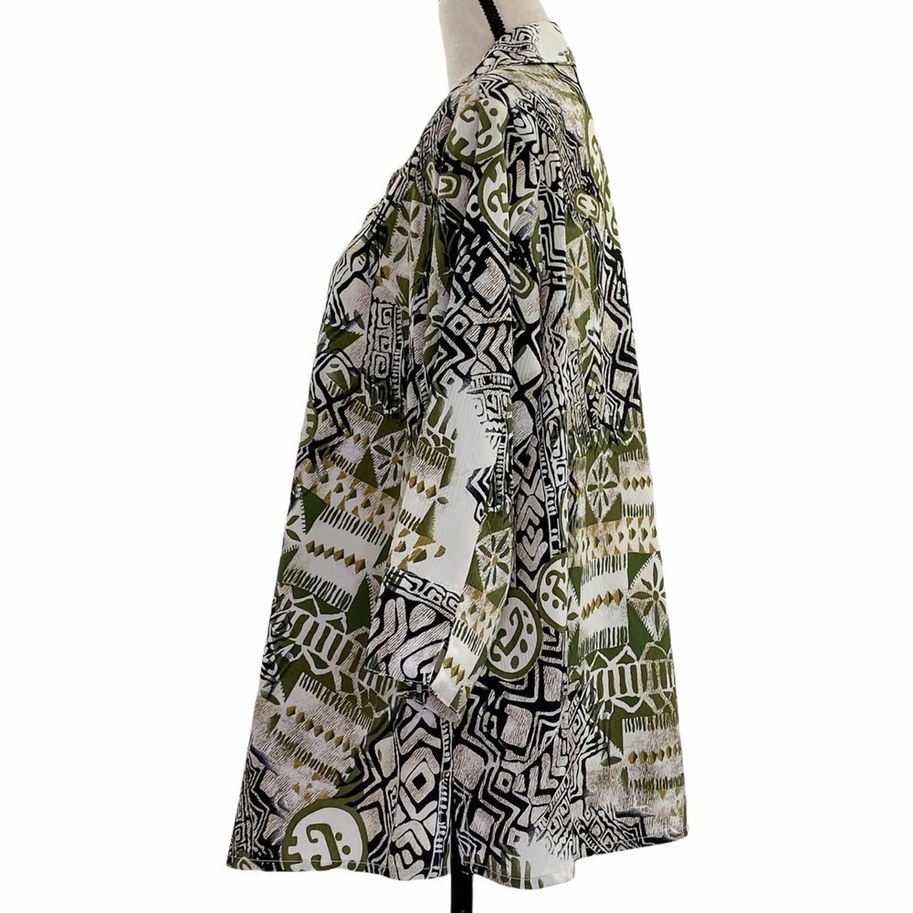 Alia Multicolored Boho Aztec Print Long Sleeve Bu… - image 3